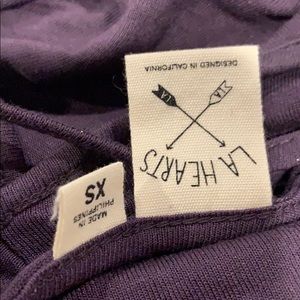 la hearts Purple criss cross tank crop